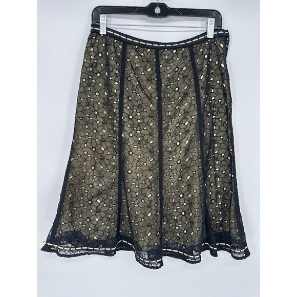 Vtg For Joseph Size 6 Black Lace Skirt Knee Length A Line Whimsigoth Dark Fairy - Picture 1 of 10